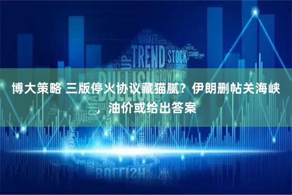 博大策略 三版停火协议藏猫腻？伊朗删帖关海峡，油价或给出答案