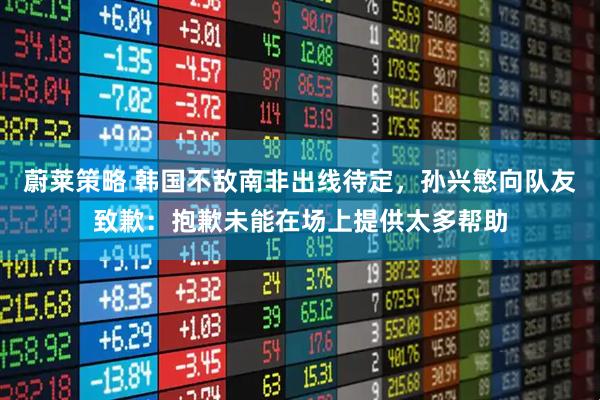 蔚莱策略 韩国不敌南非出线待定，孙兴慜向队友致歉：抱歉未能在场上提供太多帮助